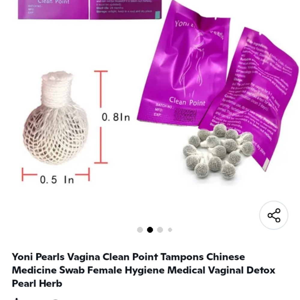 Set of three yoni pearls vaginal detox tampons